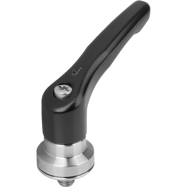 Adjustable Handle W Clamp Force Intensif Size:5 M12X50, Zinc Black Satin, Comp:Stainless Steel